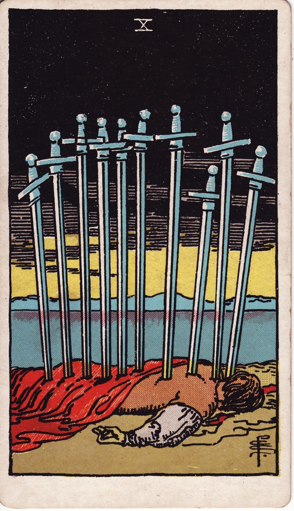 The Ten of Swords tarot card